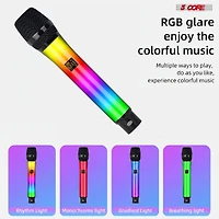 5 Core Microphone Wireless Karaoke Singing Mic Rechargeable Microfonos Inalambricos w Rgb Lights