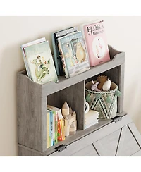 homfan Kids Toy Storage Organizer, Bookshelf and with Flip-Top Lid Cubby, Wood Bookcases Fit for Playroom, Children's Room