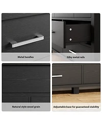 homfan 7 Drawers Modern Wood Dresser, 51" Wide Chest of Drawers Closet, Wooden Organizer with Metal Handle, for Bedroom, Living Room