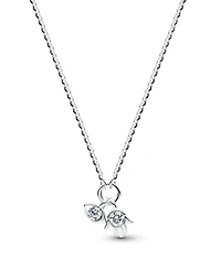 Pandora Talisman Sterling Silver Lab-Grown Diamond Evil Eye Hamsa Hand Dangle Pendant Necklace