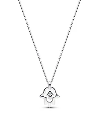 Pandora Talisman Sterling Silver Lab-Grown Diamond Hamsa Hand Pendant Necklace