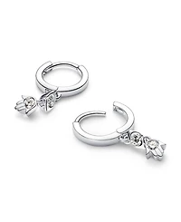 Pandora Talisman Sterling Silver Lab-Grown Diamond Evil Eye Hamsa Hand Dangle Earrings