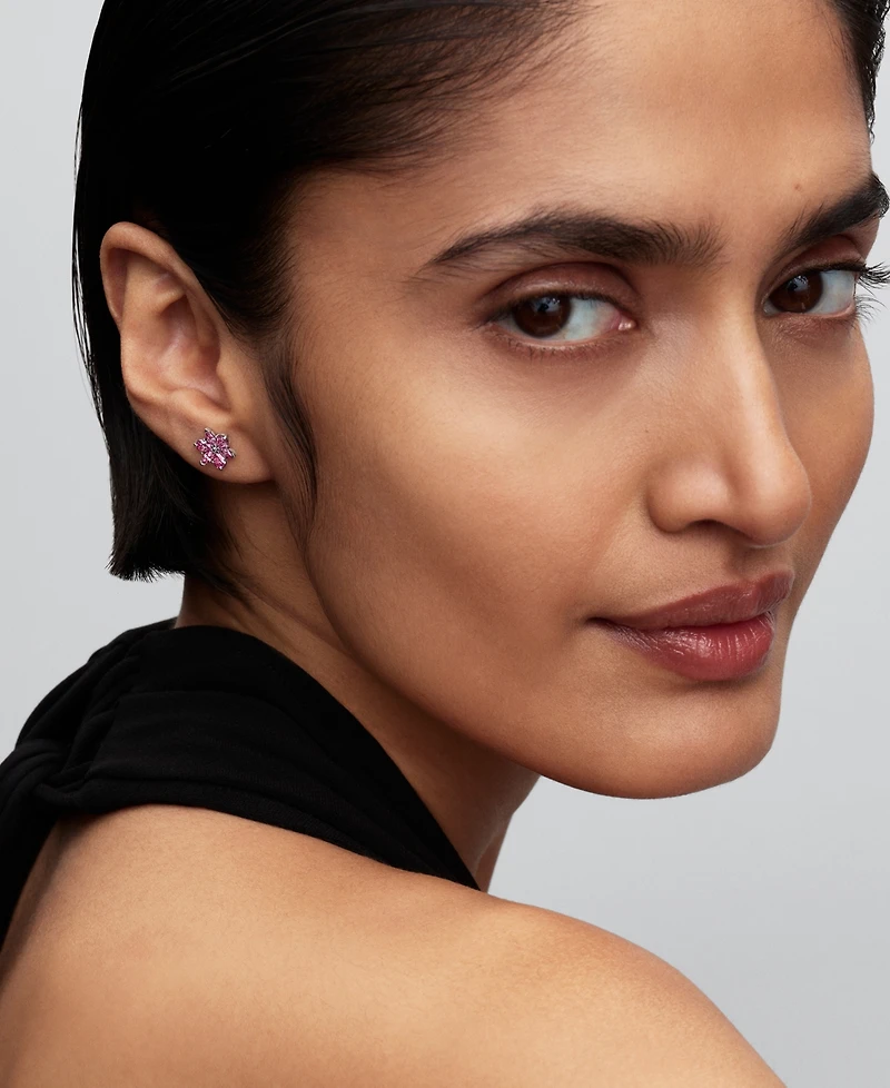 Pandora Herbarium Sparkling Pink Flower Stud Earrings