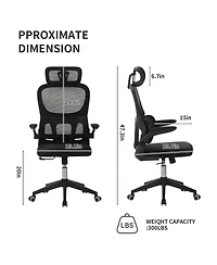 Flynama High Back Ergonomic Mesh Office Chair,3D Headrest Big and Tall Desk Chair