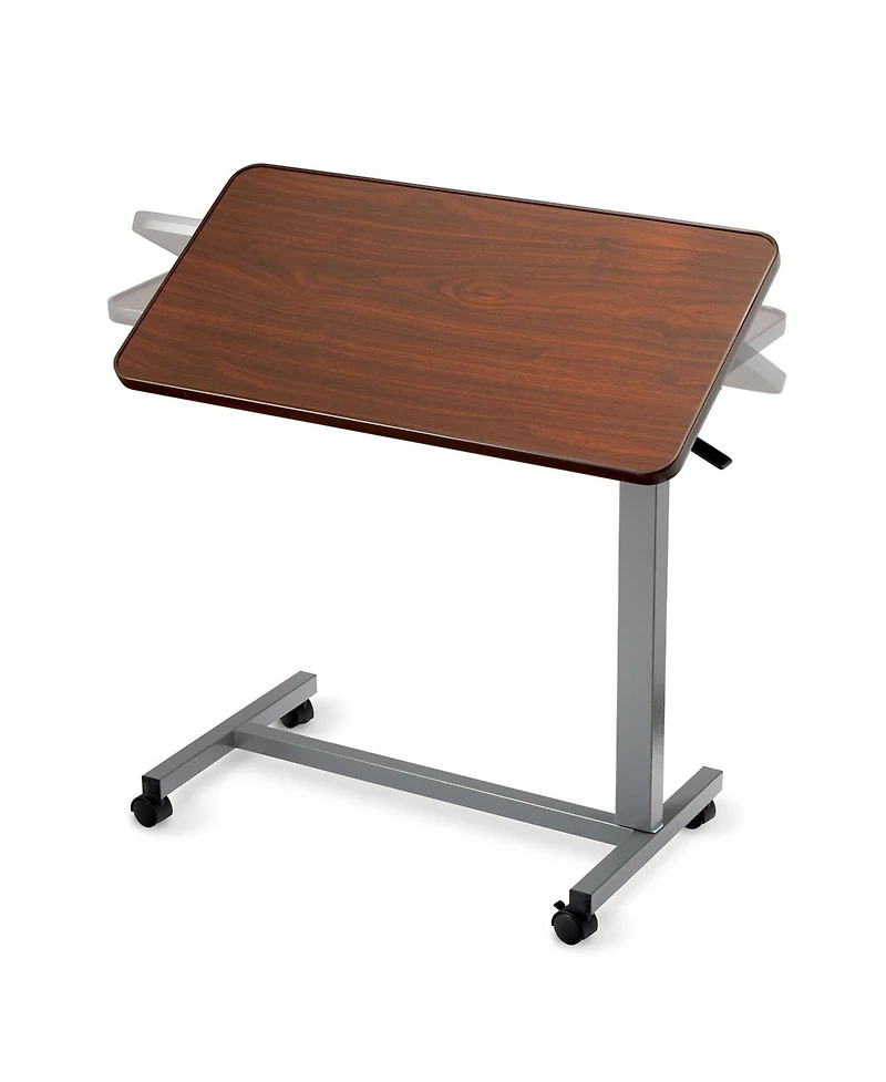 Invacare Adjustable & Tilting Table Bed - Height Adjustable Bedside Table w/ Wheels & L-Shaped Base