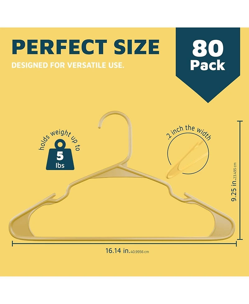 Lifemaster heavy-duty plastic hangers for clothes, dresses & coats non-slip grooves, space-saving design