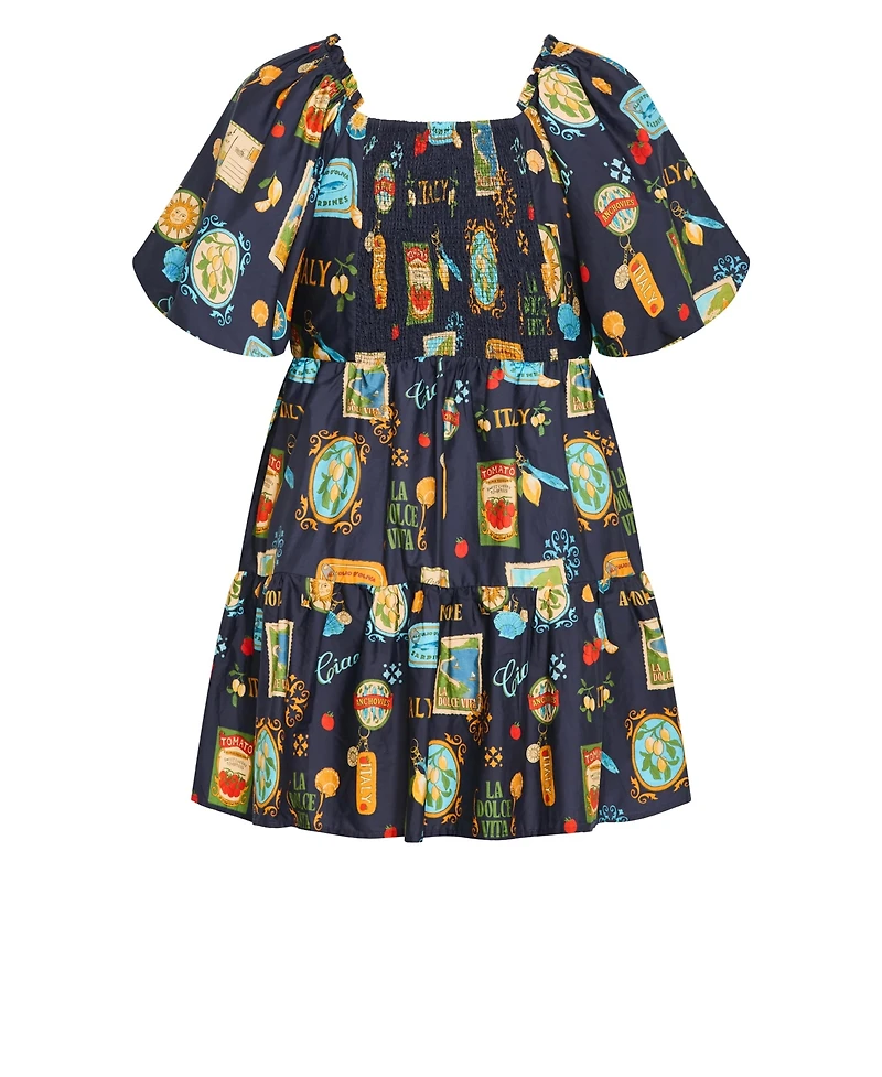 City Chic Women's Fantasy Dolce Print Puff Sleeve Mini Dress
