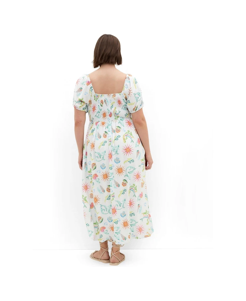 City Chic Women's Abbie Short Sleeve Ocean Print Maxi Dress
