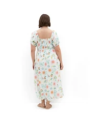 City Chic Women's Abbie Short Sleeve Ocean Print Maxi Dress
