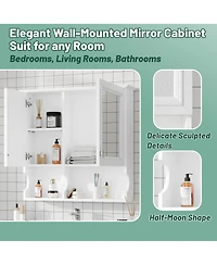 Airsurfer 30 Inch Mirror Medicine Cabinet with Open Shelves Wall Mounted Home Storage Cabinet with Doors and Adjustable Shelf Bathroom Storage