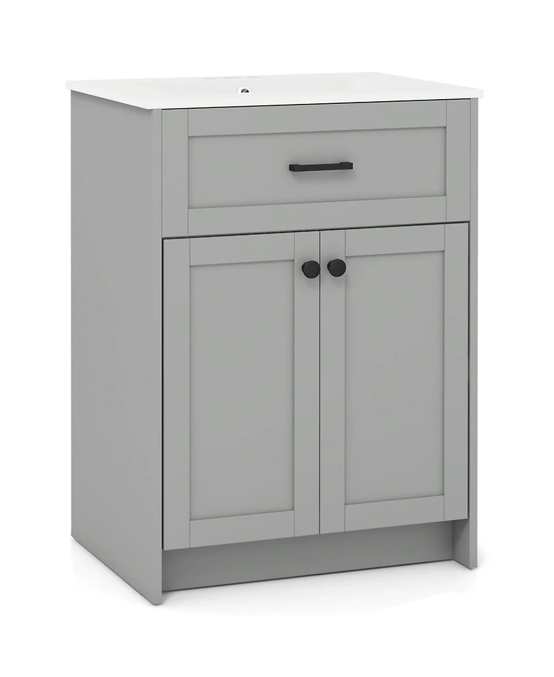 Casainc Bathroom Vanity Unit with Basin and Double Door Storage Cabinet