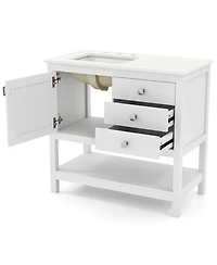 Casainc Freestanding Bathroom Vanity Unit with Basin and Floor Storage Cabinet