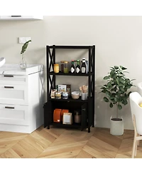sumyeg Bathroom Storage Cabinet with Open Shelves and Double Doors Organizer