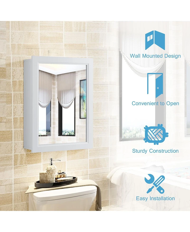 sumyeg Wall Mounted Adjustable Medicine Storage Mirror Cabinet Organizer