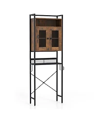 sumyeg Over The bath fixture Freestanding Storage Cabinet with Heavy Duty Metal Frame and Doors