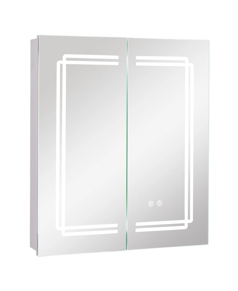sumyeg 2-Door Bathroom Mirror Medicine Cabinet Wall Mounted with Lights