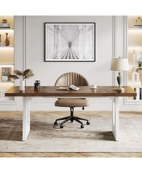 Tribesigns 70.86-Inch Executive Desk, Large Computer Office Desk with Double Wood Pedestal