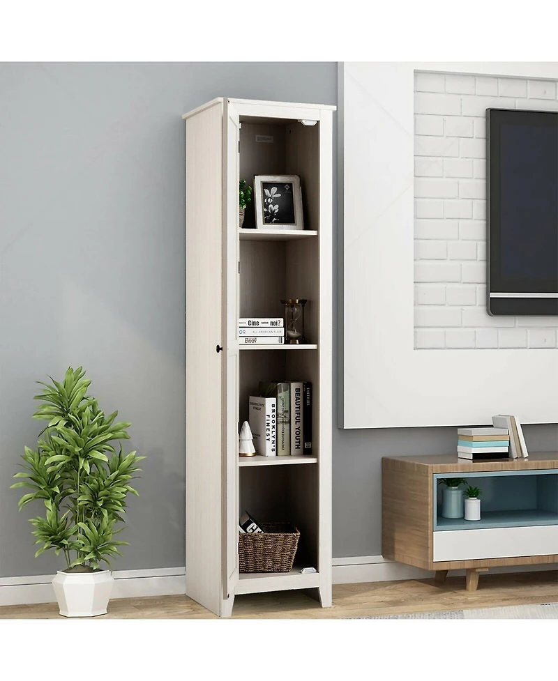 sumyeg Tall Slim Linen Tower Bathroom Storage Cabinet with Shelves