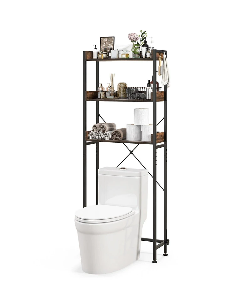 sumyeg Over The bath fixture Storage Rack with Hooks and Adjustable Bottom Bar Organizer