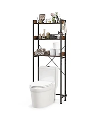 sumyeg Over The bath fixture Storage Rack with Hooks and Adjustable Bottom Bar Organizer
