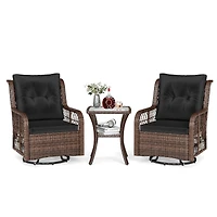 Costway 3 Piece Patio Furniture Set with 2-Tier Side Table and Cushions for Porch