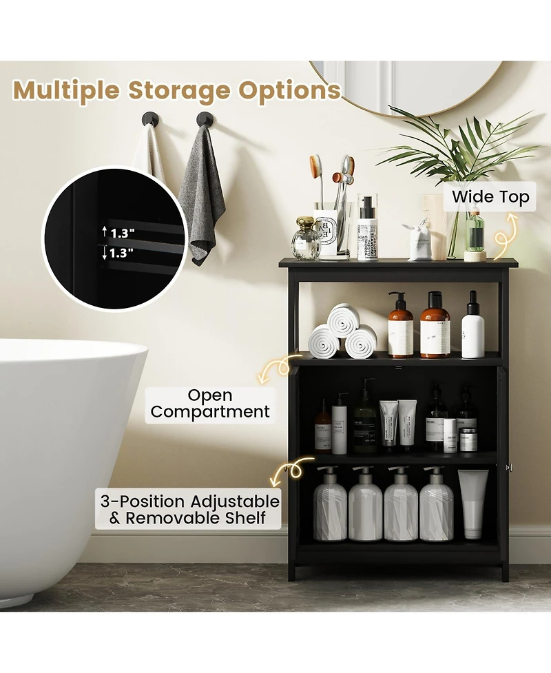 Volenca Bathroom Floor Cabinet Freestanding Storage Organizer with Open Compartment