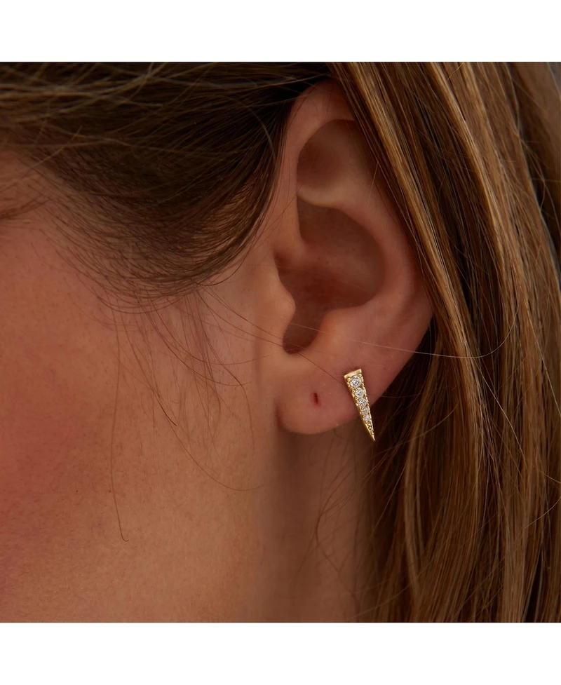 Spero London Long Pave Dagger Stud Earrings