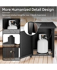 Pocassy 5-Piece Patio Furniture Set with Fire Pit,Wicker Outdoor Swivel Rocker Chairs Sofa for Backyard,Poolside,Deck