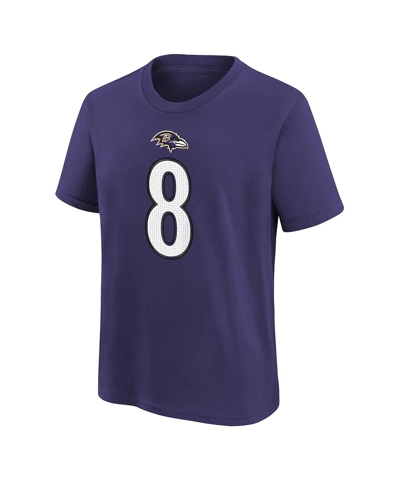 Nike Big Boys and Girls Lamar Jackson Purple Baltimore Ravens Player Name & Number T-Shirt