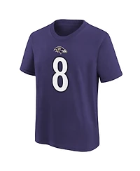 Nike Big Boys and Girls Lamar Jackson Purple Baltimore Ravens Player Name & Number T-Shirt