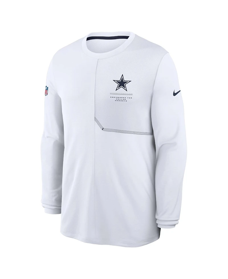 Nike Men's White Dallas Cowboys Sideline Coaches Uv Dri-fit Long Sleeve T-Shirt