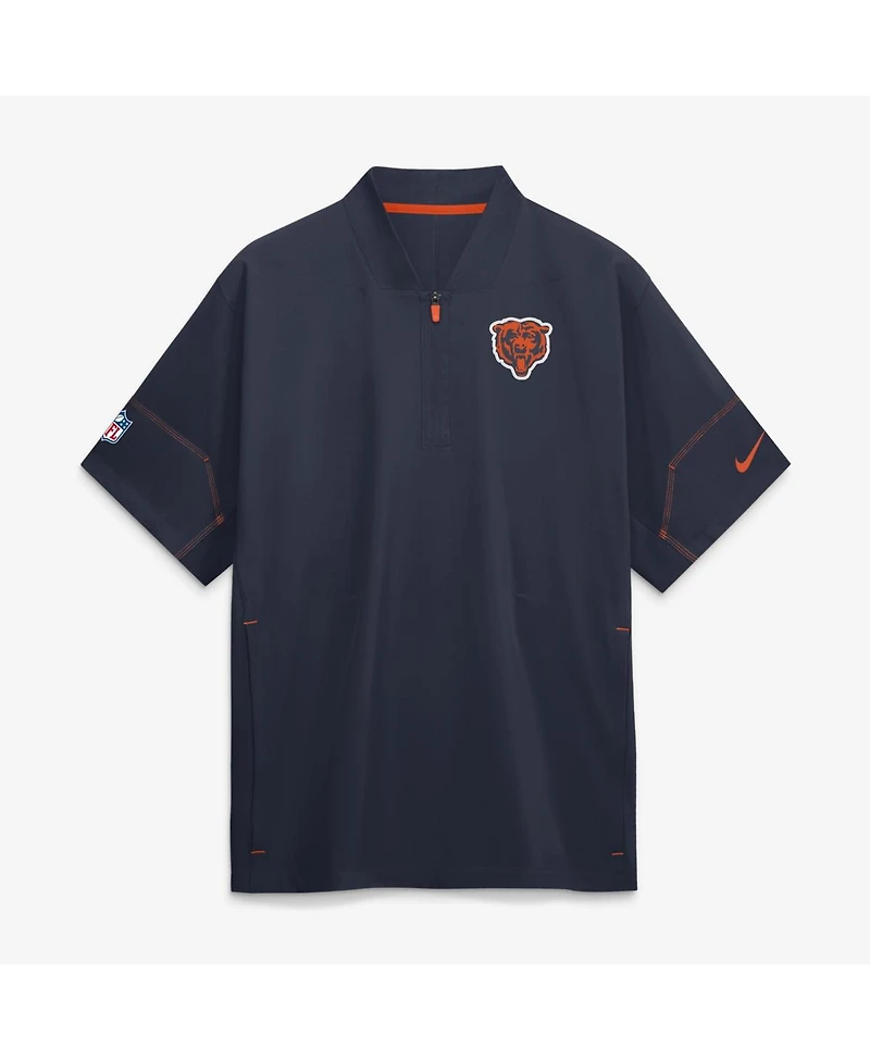 Nike Men's Navy Chicago Bears Sideline Short Sleeve Quarter-Zip Coaches Jacket