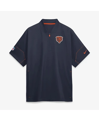 Nike Men's Navy Chicago Bears Sideline Short Sleeve Quarter-Zip Coaches Jacket