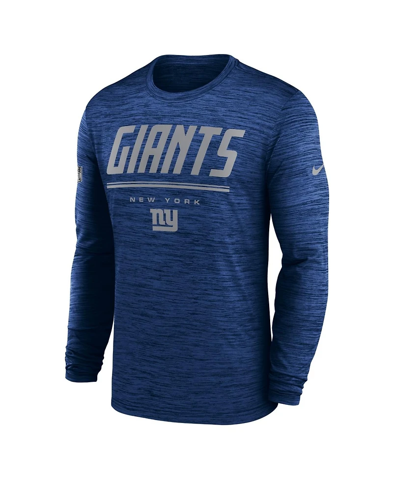 Nike Men's Royal New York Giants Sideline Offensive Transition Velocity Dri-fit Long Sleeve T-Shirt