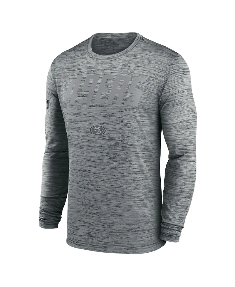 Nike Men's Gray San Francisco 49ers Sideline Offensive Transition Velocity Dri-fit Long Sleeve T-Shirt