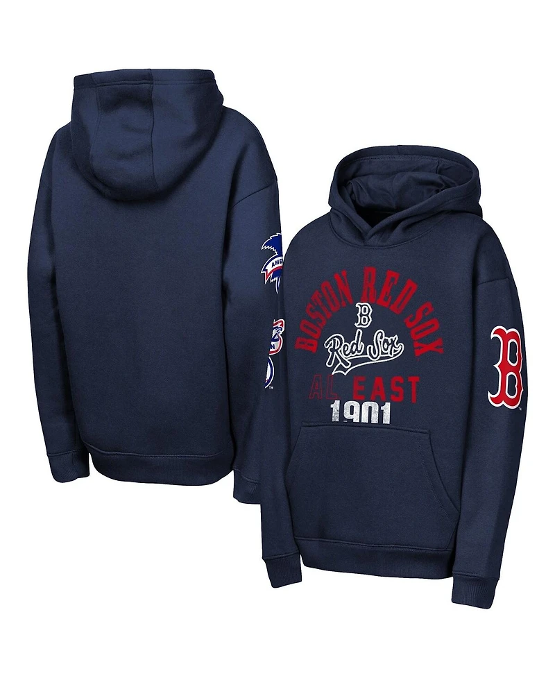 Outerstuff Big Boys and Girls Navy Boston Red Sox Premium Sweep Fleece Hoodie