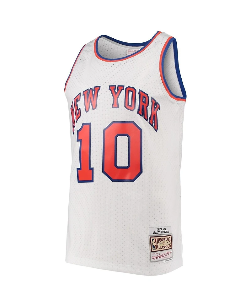 Mitchell & Ness Men's Walt Frazier White New York Knicks Hardwood Classics Swingman Jersey