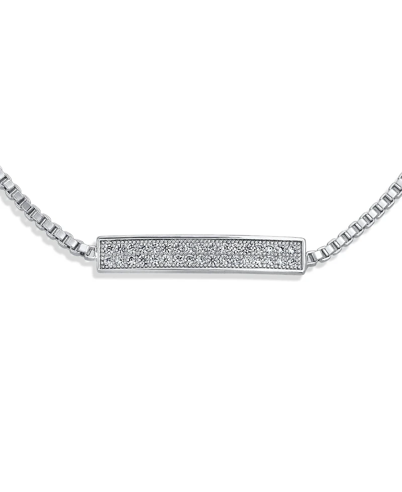 Bling Jewelry Elegant Cubic Zirconia Pave Cz Bar Bolo Bracelet Adjustable Sliding Clasp Bracelet