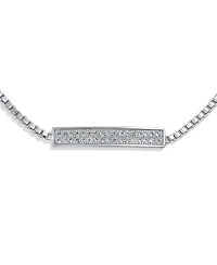 Bling Jewelry Elegant Cubic Zirconia Pave Cz Bar Bolo Bracelet Adjustable Sliding Clasp Bracelet