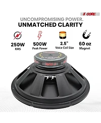 5 Core 15 Inch Car Subwoofer Pair 450W 4 Ohm Deep Bass Woofers with 40 Oz Magnet and Poly Cone Speakers