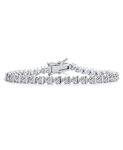 Bling Jewelry Modern 10 Carat Cz Round Solitaire Tennis Bracelet Silver Plated 7, 7.5 Inch