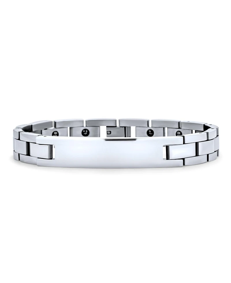 Bling Jewelry Men's Identification Id Bracelet Name Tag Stainless Steel 8.5 Inch