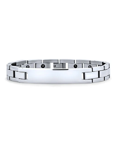 Bling Jewelry Men's Identification Id Bracelet Name Tag Stainless Steel 8.5 Inch
