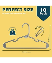 Lifemaster Kids Plastic Hangers, 11.6", with shoulder notches, space-saving, hold 5 Pounds, ideal for baby, toddler and kids clothes, 10-pack
