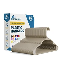 Lifemaster heavy-duty plastic hangers with non-slip grooves and space-saving design hold 5 Pounds and are ideal for clothes $ dresses Pack of 80