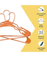 Lifemaster heavy-duty plastic hangers for clothes, dresses and coats non-slip grooves, space-saving design