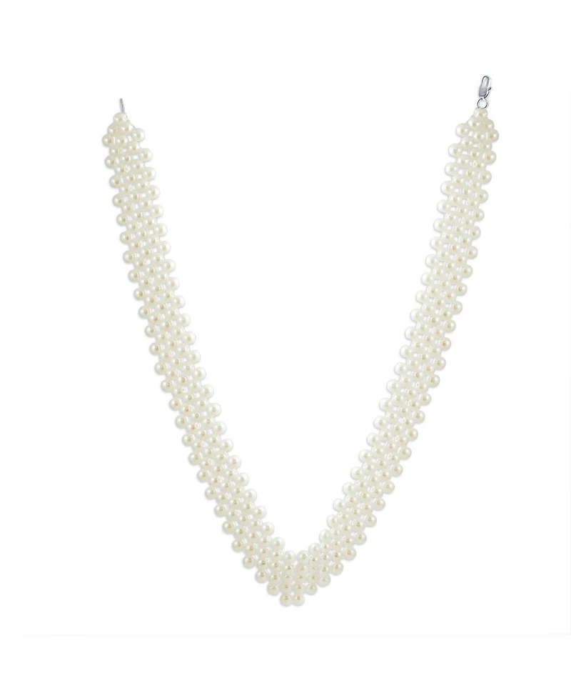 Bling Jewelry Plain Statement Fashion Simulated Pearl Collar Bib V Necklace Prom