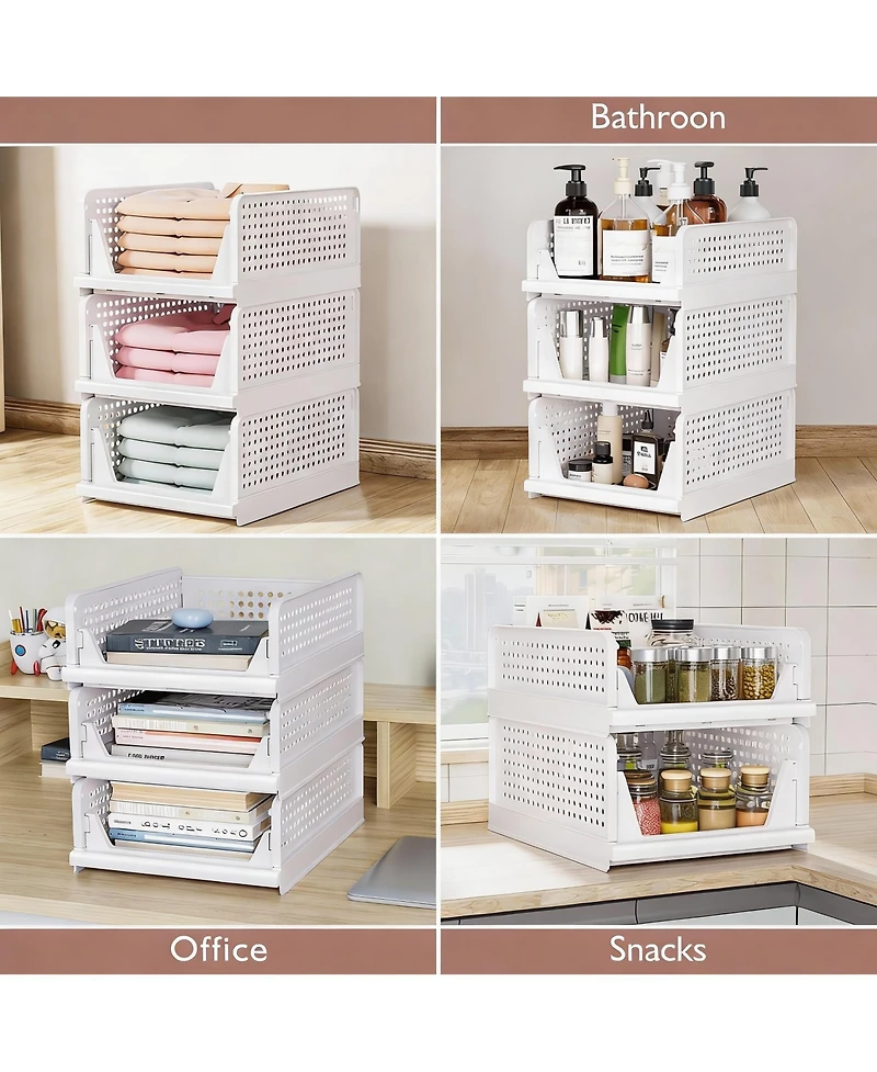 Yigii 5-Pack Stackable Storage Bins for Home Organization