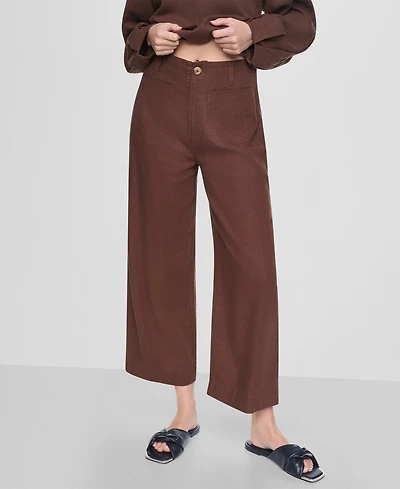 Dkny Jeans Women's High-Rise Cropped Wide-Leg Pants