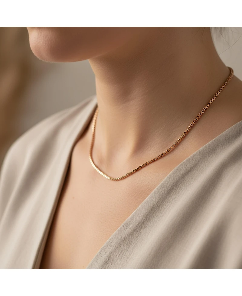 Bling Jewelry Thin Strong Simple Basic 2MM Stainless Steel Basic Venetian Box Link Chain Necklace